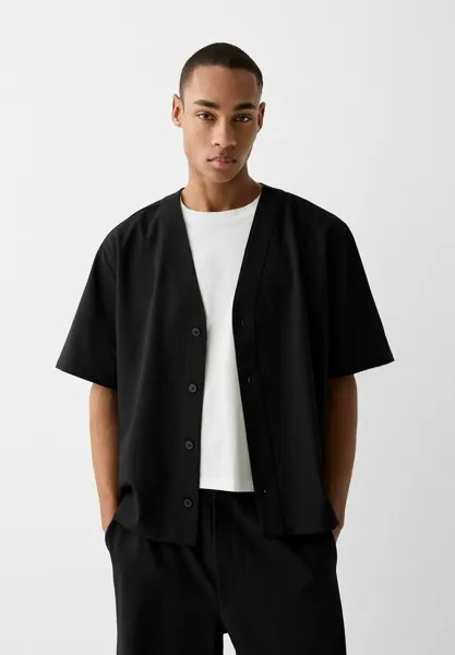 Рубашка SHORT SLEEVE TAILORED BOXY FIT Bershka, цвет black