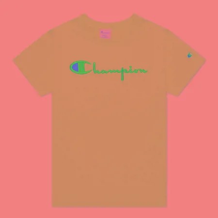 Женская футболка Champion Reverse Weave Script Logo Crew Neck, цвет голубой, размер XS