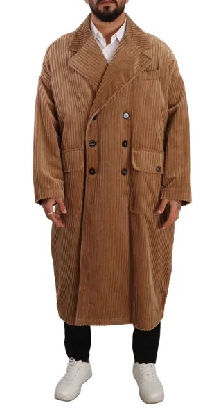 Куртка DOLCE - GABBANA Бежевое хлопковое вельветовое длинное пальто мужское IT48 / US38 / L