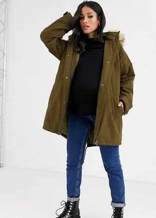 Парка цвета хаки ASOS DESIGN Maternity ultimate-Зеленый