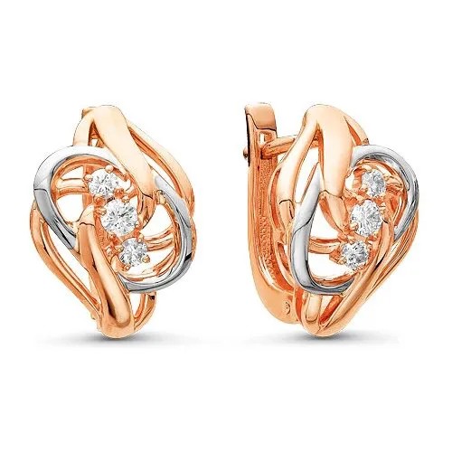 Серьги Бриллианты Костромы, красное золото, 585 проба, бриллиант