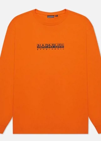 Мужской лонгслив Napapijri LS Box Logo, цвет оранжевый, размер S