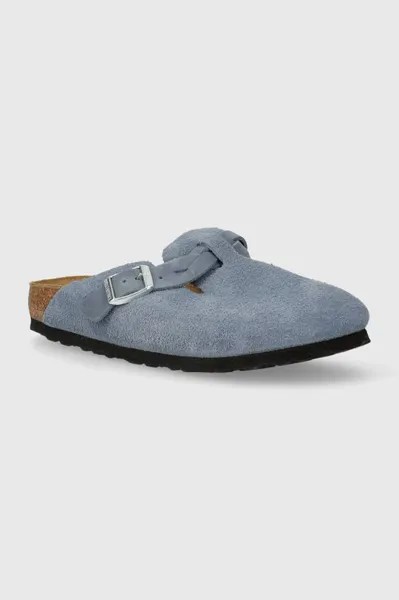 Замшевые тапочки Boston с плетеной отделкой Birkenstock, синий