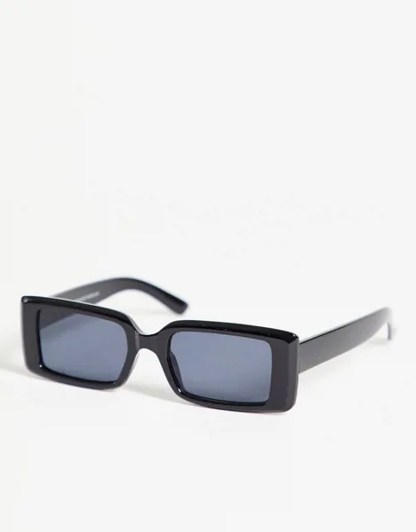 Черные узкие квадратные солнцезащитные очки New Look-Черный цвет