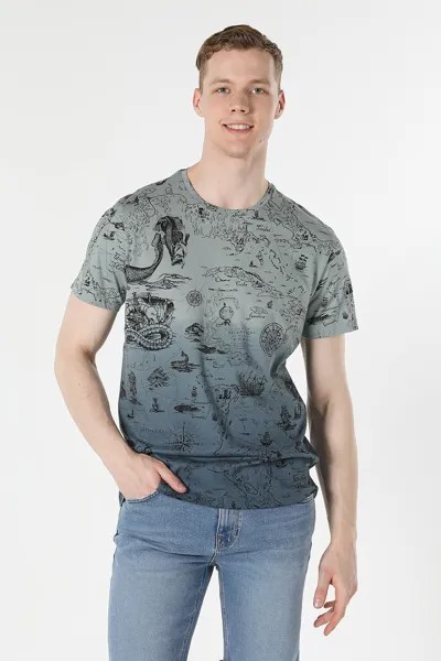 Хлопковая футболка с овальным вырезом Colin'S, черный