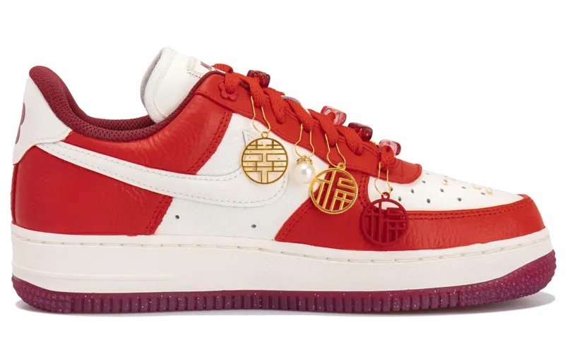 Кроссовки Nike Air Force 1 Skateboarding Shoes Women's Low-top White/red, белый/красный