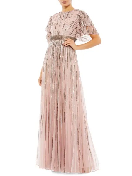 Украшенное платье с развевающимися рукавами Mac Duggal, цвет Vintage Rose