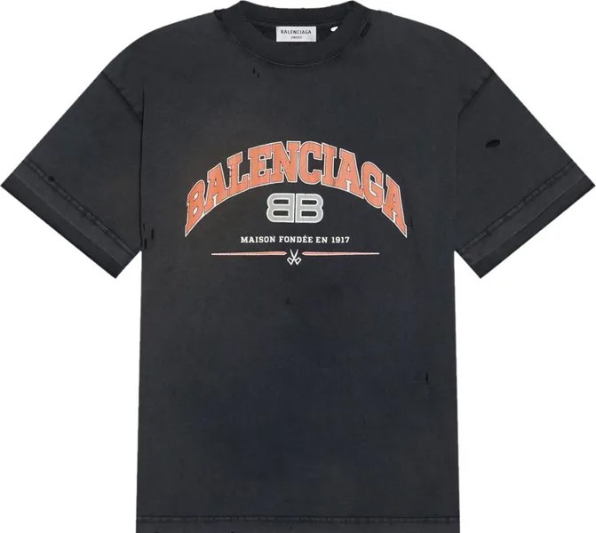 Футболка Balenciaga Medium Fit T-Shirt 'Black/Orange/White', черный