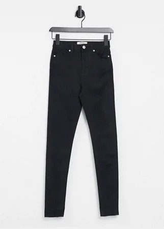 Черные зауженные джинсы с завышенной талией Miss Selfridge Lizzie-Черный цвет