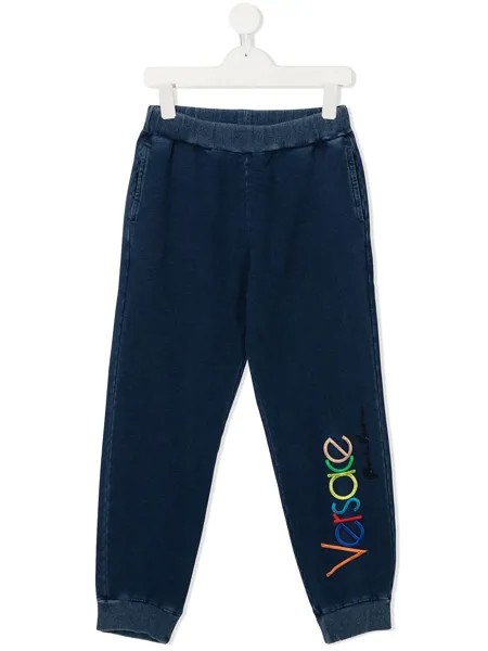 Versace Kids спортивные брюки с вышитым логотипом