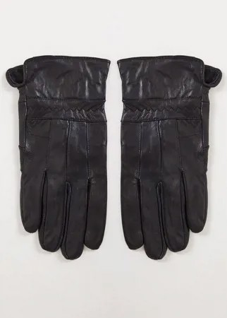 Кожаные перчатки в стиле пэчворк Boardmans-Черный цвет