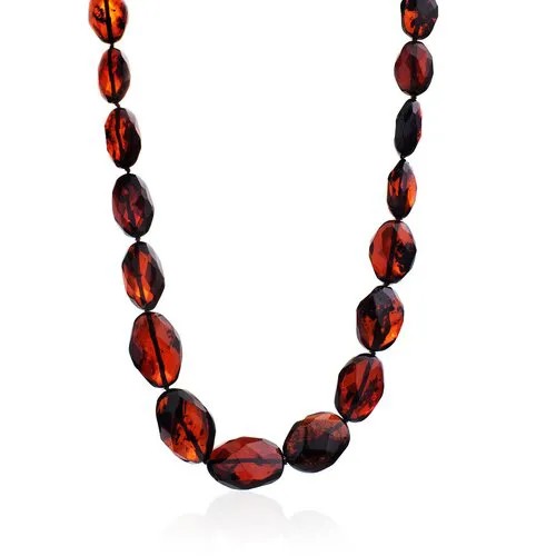 Бусы AmberHandmade, янтарь, длина 49 см, бордовый