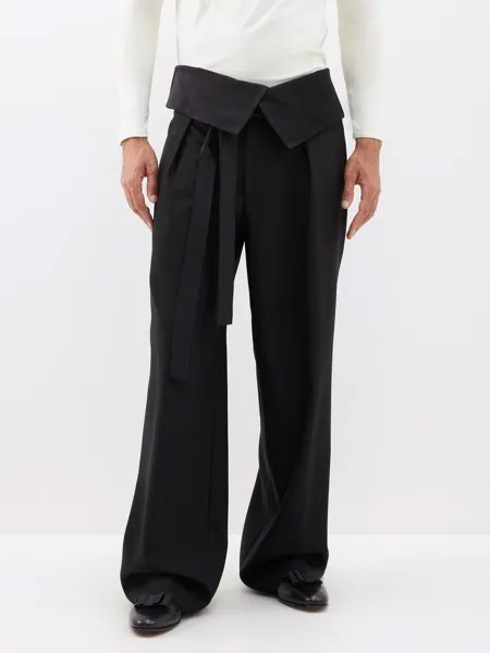 Шерстяные широкие брюки andre с отложками Wales Bonner, черный