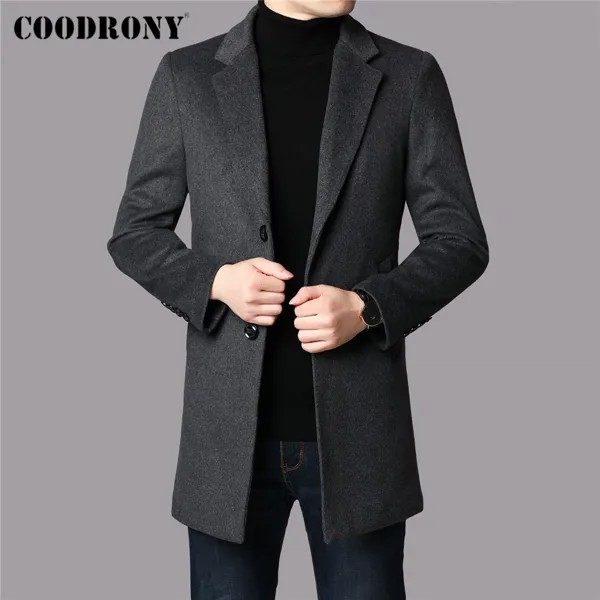 COODRONY брендовая зимняя куртка, плотное теплое шерстяное пальто, Мужская одежда, Новое поступление, Тренч с карманами, деловая Повседневная Д...