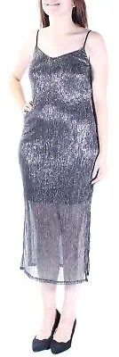 Женское вечернее платье-футляр миди BAR III серебристого цвета на тонких бретельках с v-образным вырезом S