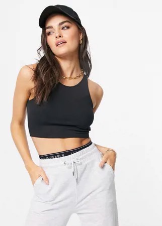 Черная укороченная футболка American Eagle-Черный цвет