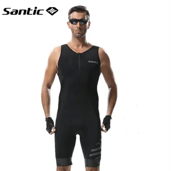 Мужской костюм для триатлона Santic, без рукавов, быстросохнущий, для триатлона, гоночный костюм, дышащая одежда для бега, плавания, велоспорта