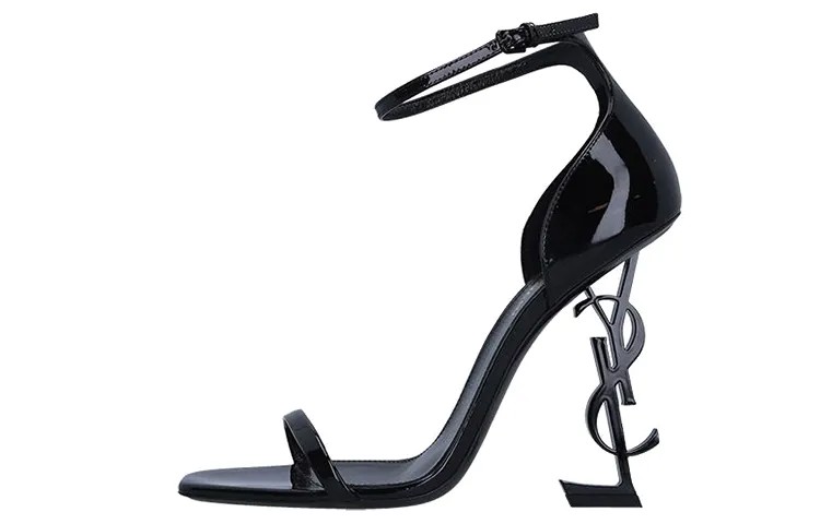 Сандалии Saint Laurent Opyum Signature на каблуке с ремешком на щиколотке