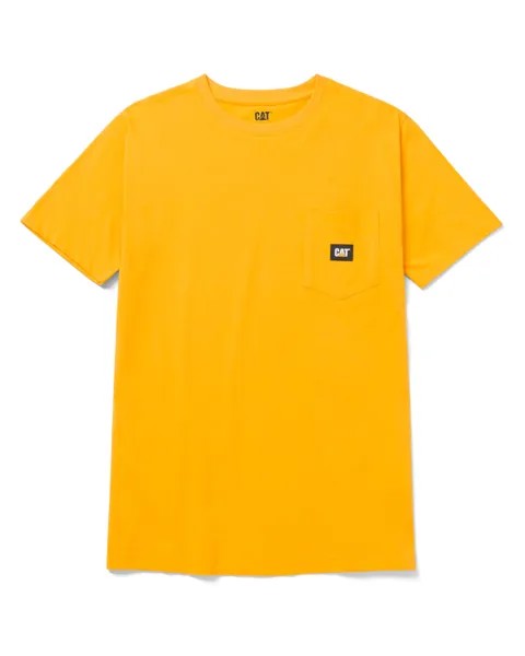 Мужская футболка с лейблом и карманом CAT, желтый