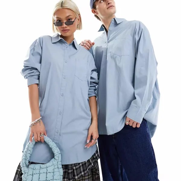 Рубашка Collusion Unisex Oversized Cotton, серо-голубой