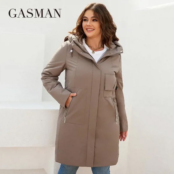 GASMAN женская куртка весна 2022 длинная мода Женское пальто с капюшоном талия повседневная Верхняя одежда Бренд Высококачественная леди parkas 8293