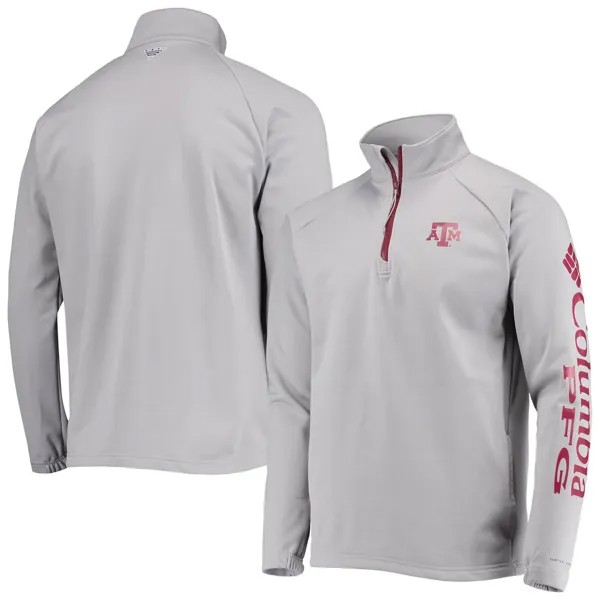 Мужская куртка Columbia Grey Texas A&M Aggies Terminal Tackle из флиса реглан с молнией на четверть, омни-оттенок