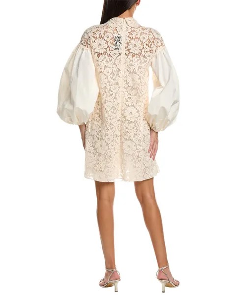 Кружевное платье прямого кроя Valentino, бежевый