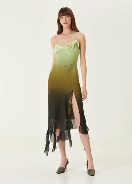 Зеленое платье-миди с драпировкой и градиентом Acne Studios