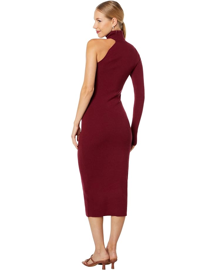 Платье Bardot Asymmetric Sleeve Knit Dress, бордовый