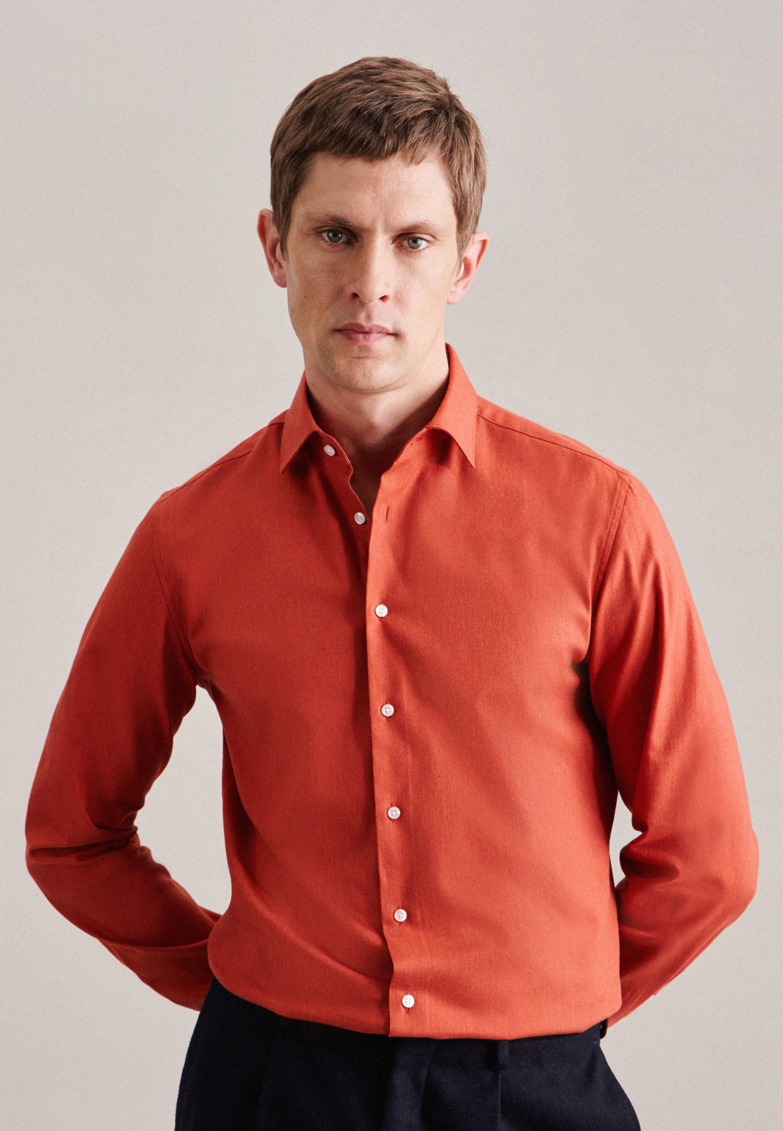 Рубашка Seidensticker Flanell Slim, оранжевый