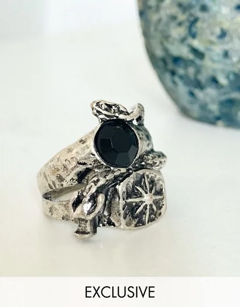 Серебристое наборное кольцо Reclaimed Vintage inspired-Серебряный