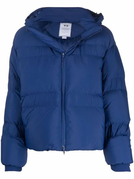 Y-3 zip-up hooded puffer jacket