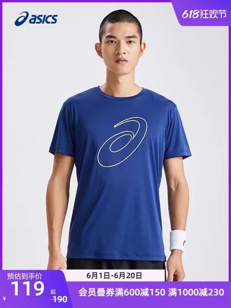Футболка мужская Asics с короткими рукавами, темно-синий
