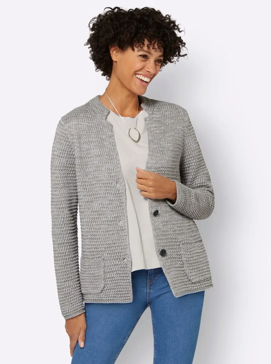 Кардиган в стиле casual Casual Looks, цвет Steingrau-Weiß-Meliert