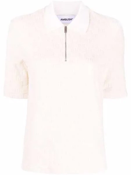 AMBUSH MONOGRAM SWEAT HALF ZIP POLO WHITE ASPAR