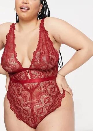 Красное кружевное боди ASOS DESIGN Curve Rosie-Красный