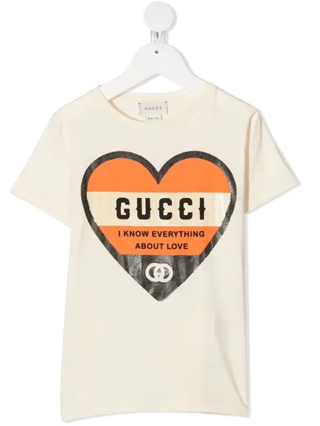 Gucci Kids футболка с принтом I Know Everything About Love