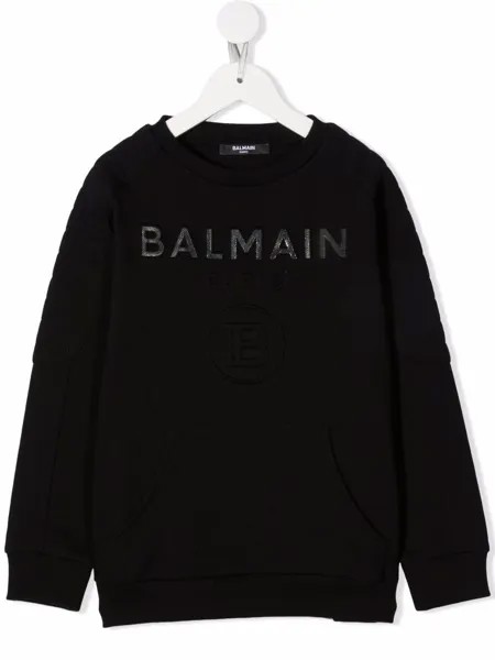 Balmain Kids толстовка с тисненым логотипом