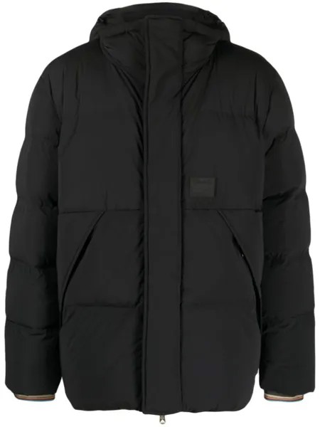 Paul Smith пуховик с нашивкой-логотипом, черный