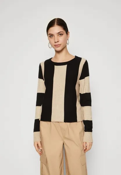 Свитшот VILA VIRIL O NECK STRIPED, цвет natural melange/black