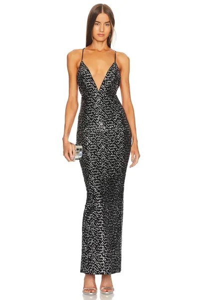 Платье Michael Costello x REVOLVE Gina Gown, цвет Black And Silver