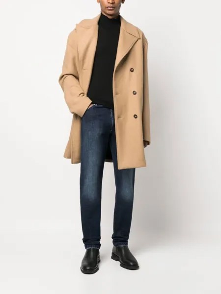 Kiton прямые джинсы с эффектом потертости, синий
