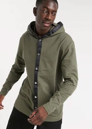 Удлиненная трикотажная куртка зеленого цвета в стиле oversized на кнопках ASOS DESIGN-Зеленый