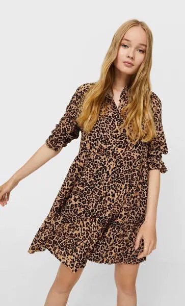Stradivarius Короткое Платье-Рубашка Бежевый L