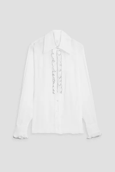 Блуза из лиоцелла и жоржета с оборками ANNA SUI, белый