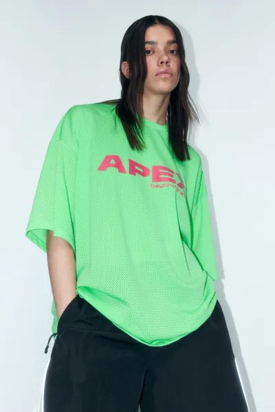 Футболка oversize спортивная из сетки с принтом