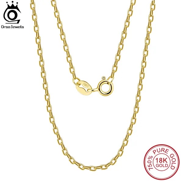 Цепочка ORSA JEWELS из 18-каратного твердого золота 0,7/1,0/1,3 мм, Женское Ожерелье из чистого белого/розового/искусственного золота, ювелирные издел...