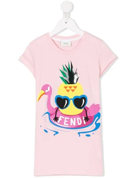 Fendi Kids футболка с принтом ананаса с логотипом