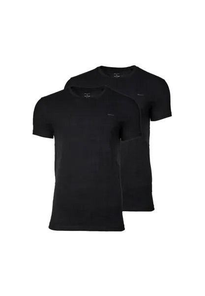 Мужская футболка, 2 шт. в упаковке - C-NECK T-SHIRT 2-PACK, круглый вырез, короткий рукав, хлопок GANT, черный