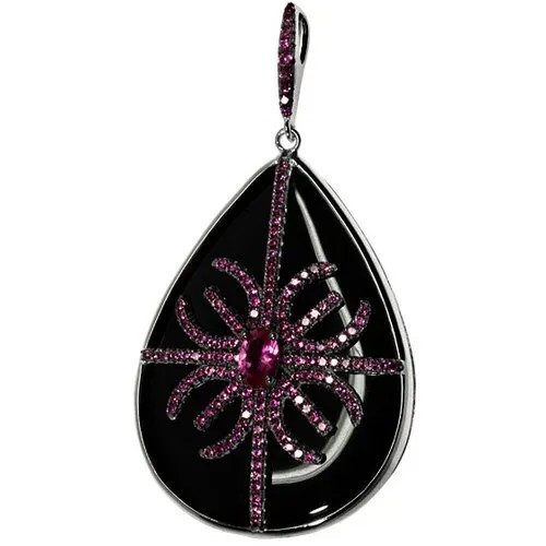 Подвеска ELEMENT47, серебро, 925 проба, циркон, оникс